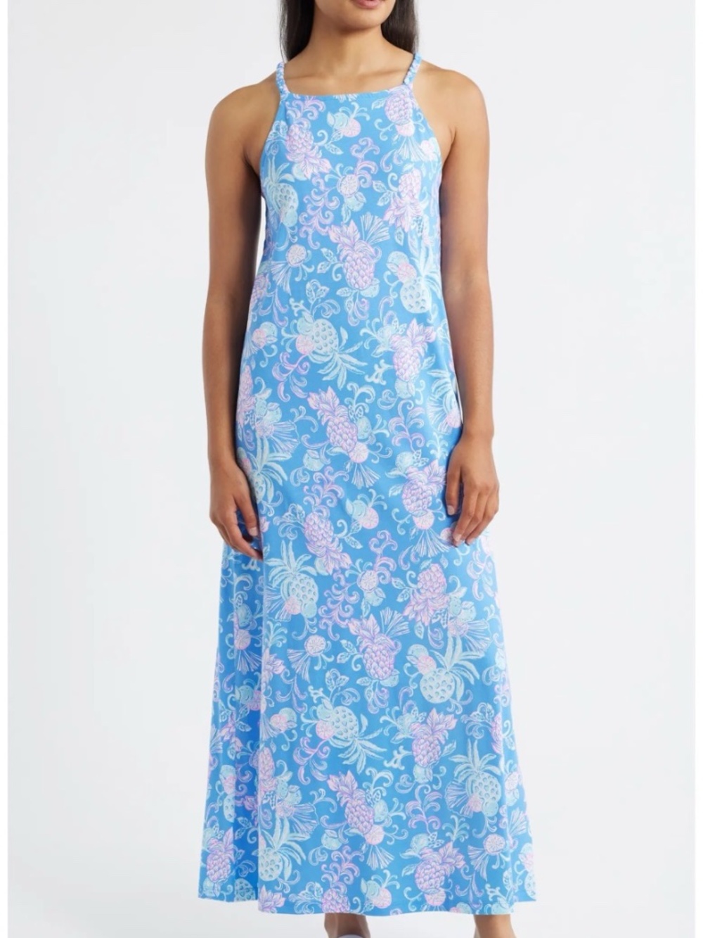 Lilly Pulitzer XL Kyleigh Maxi Dress in Sunwashed Blue Citrus Crushed